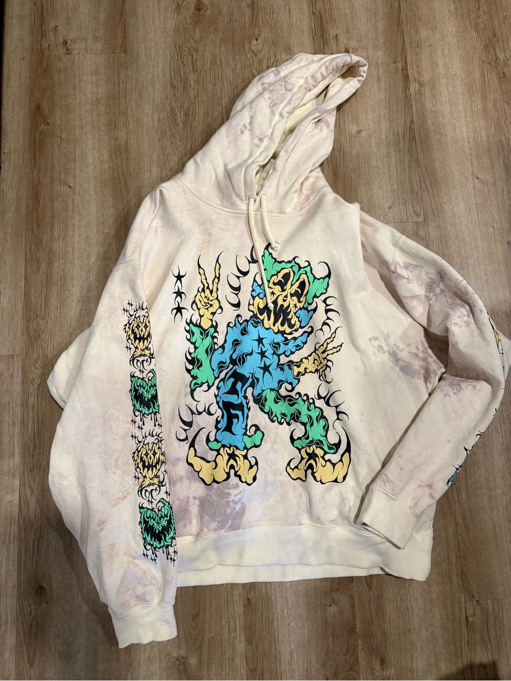 Teddy Fresh Super Spooky Cream and Tie-Dye Hoodie
